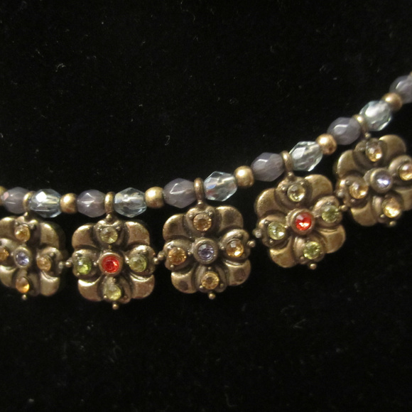 Dainty Crystal Necklace Earrings Set Vintage VTG - Picture 2 of 7